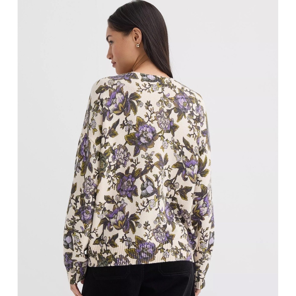 LOFT Floral Blouson Sleeve Sweater XS NWT - Picture 3 of 7
